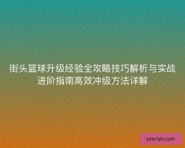 街头篮球升级经验全攻略技巧解析与实战进阶指南高效冲级方法详解
