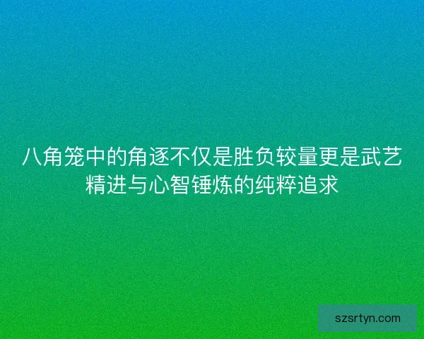 八角笼中的角逐不仅是胜负较量更是武艺精进与心智锤炼的纯粹追求